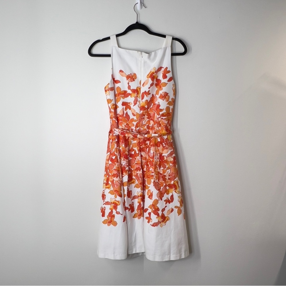 LESLIE FAY Women’s size 6 Sleeveless Zip Up Tropical Vacation Party Midi Dress